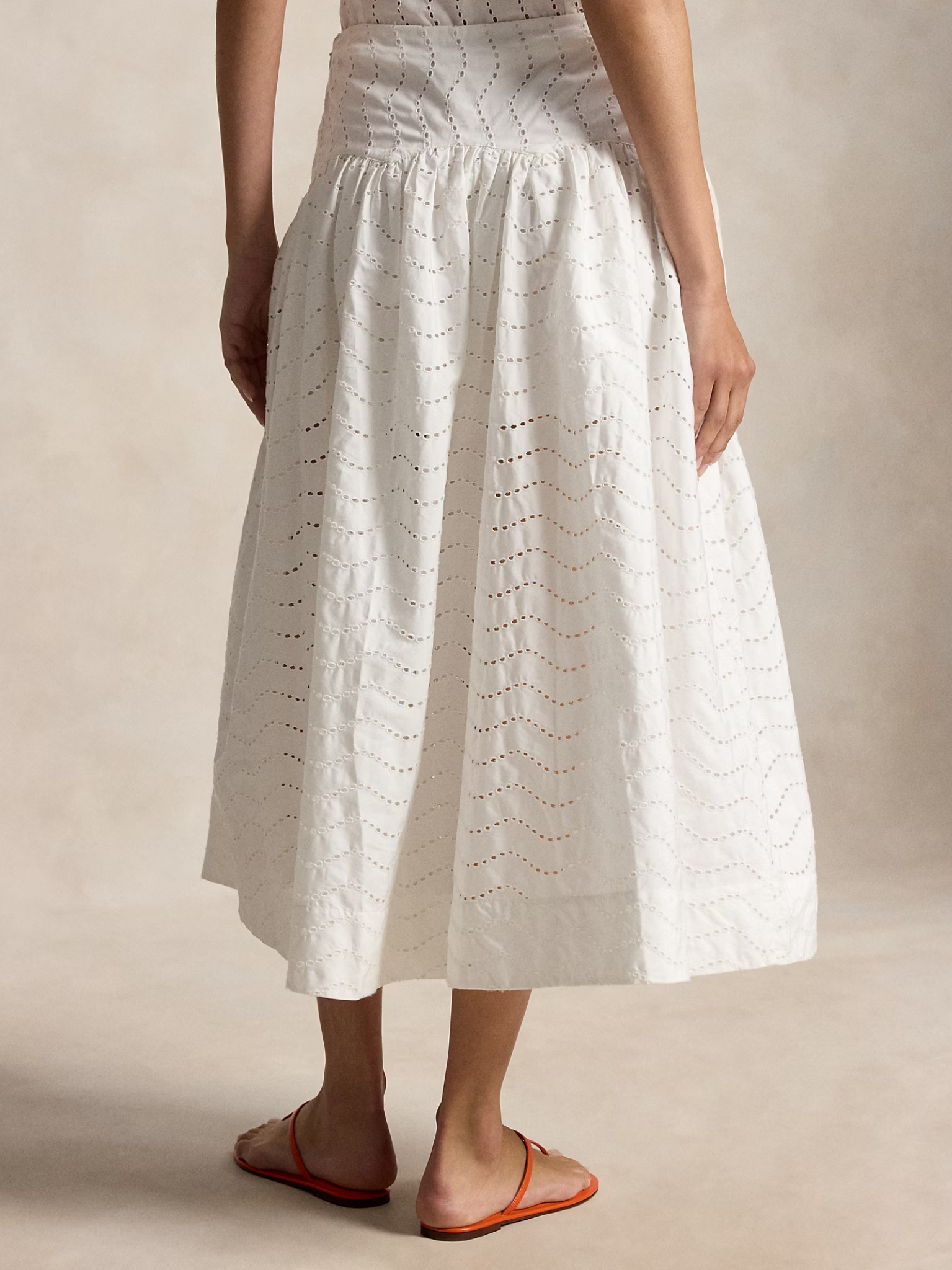 RALPH LAUREN WOMEN Cotton Eyelet Maxi Skirt White