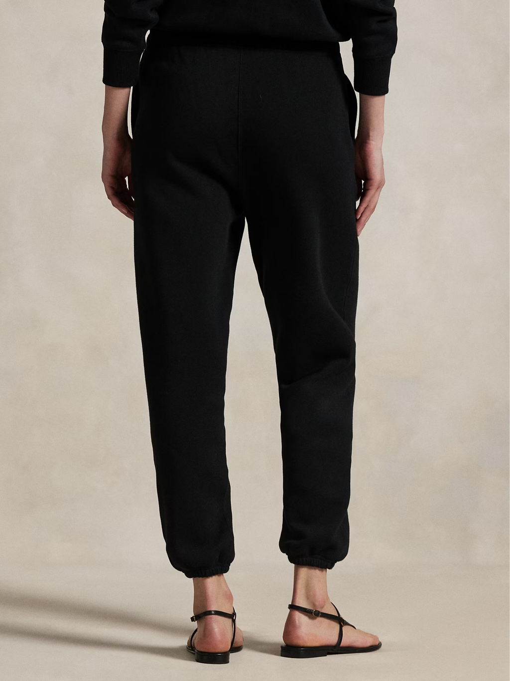 RALPH LAUREN WOMEN Fleece Drawstring Tracksuit Bottoms Polo Black