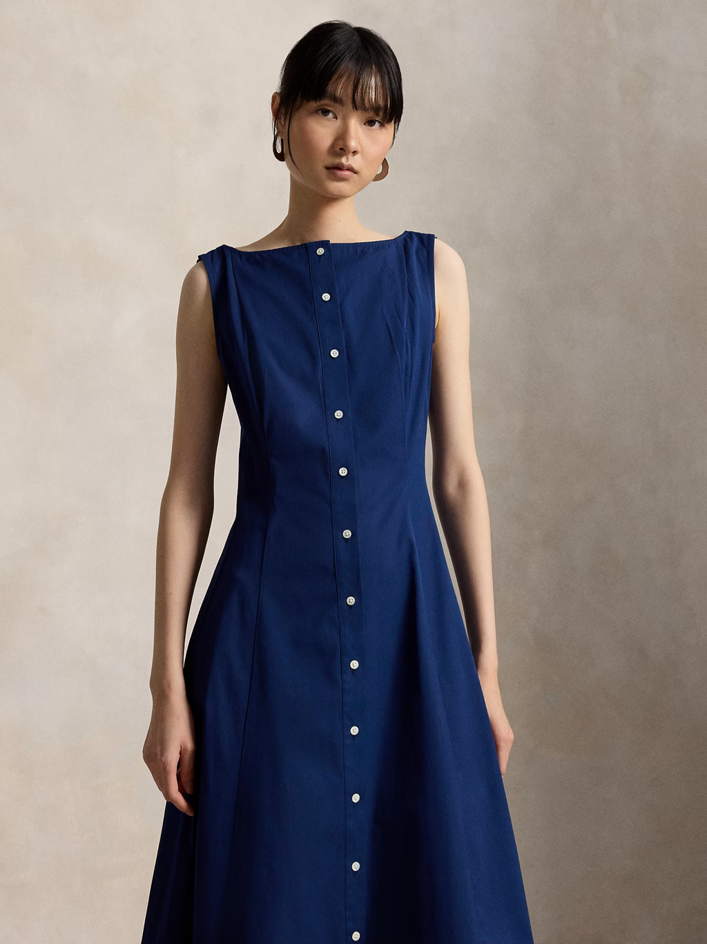 RALPH LAUREN WOMEN Panelled Cotton Dress East Side Royal