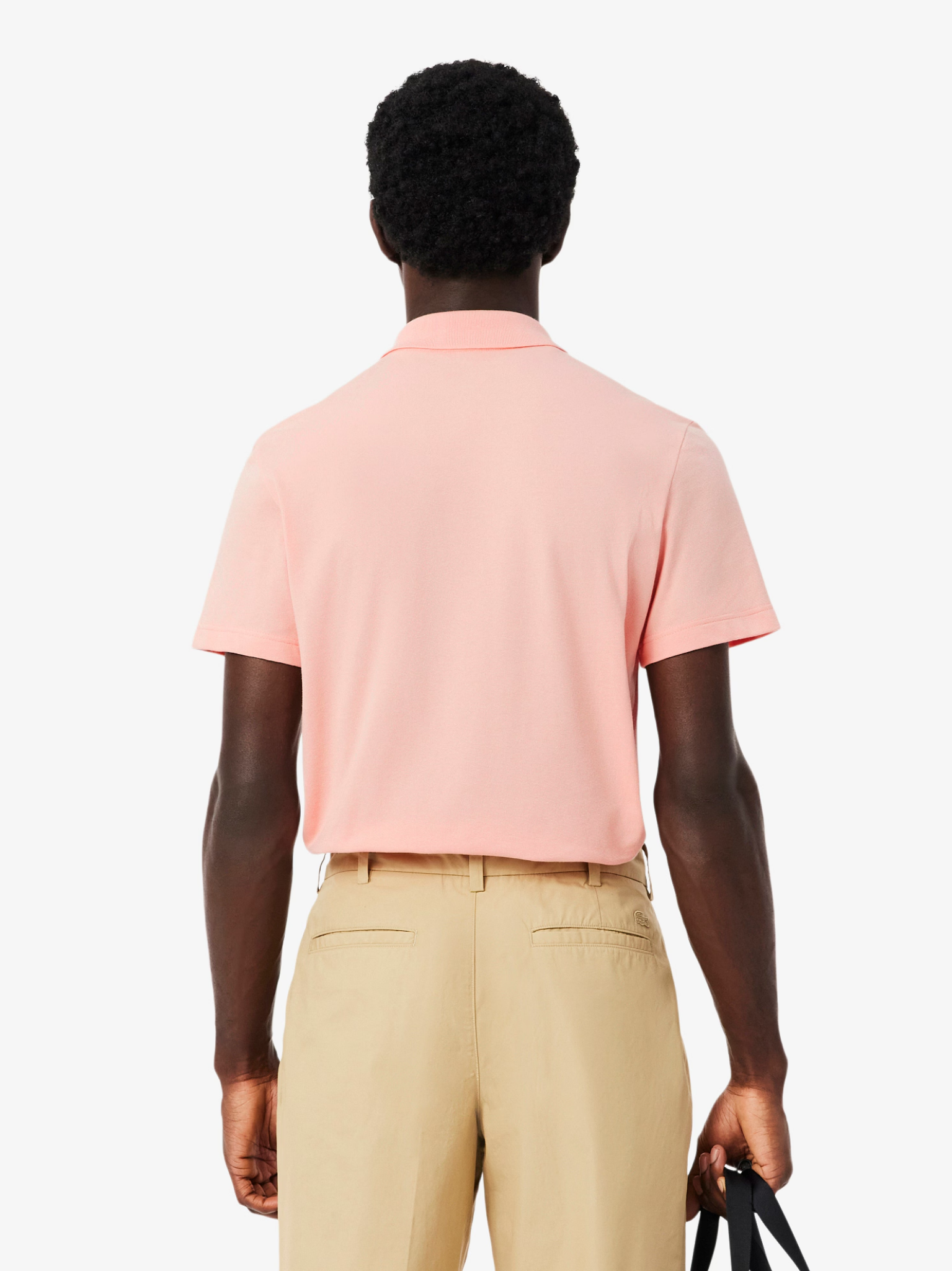 LACOSTE Regular Fit Cotton Blend Polo Shirt Coral Pink
