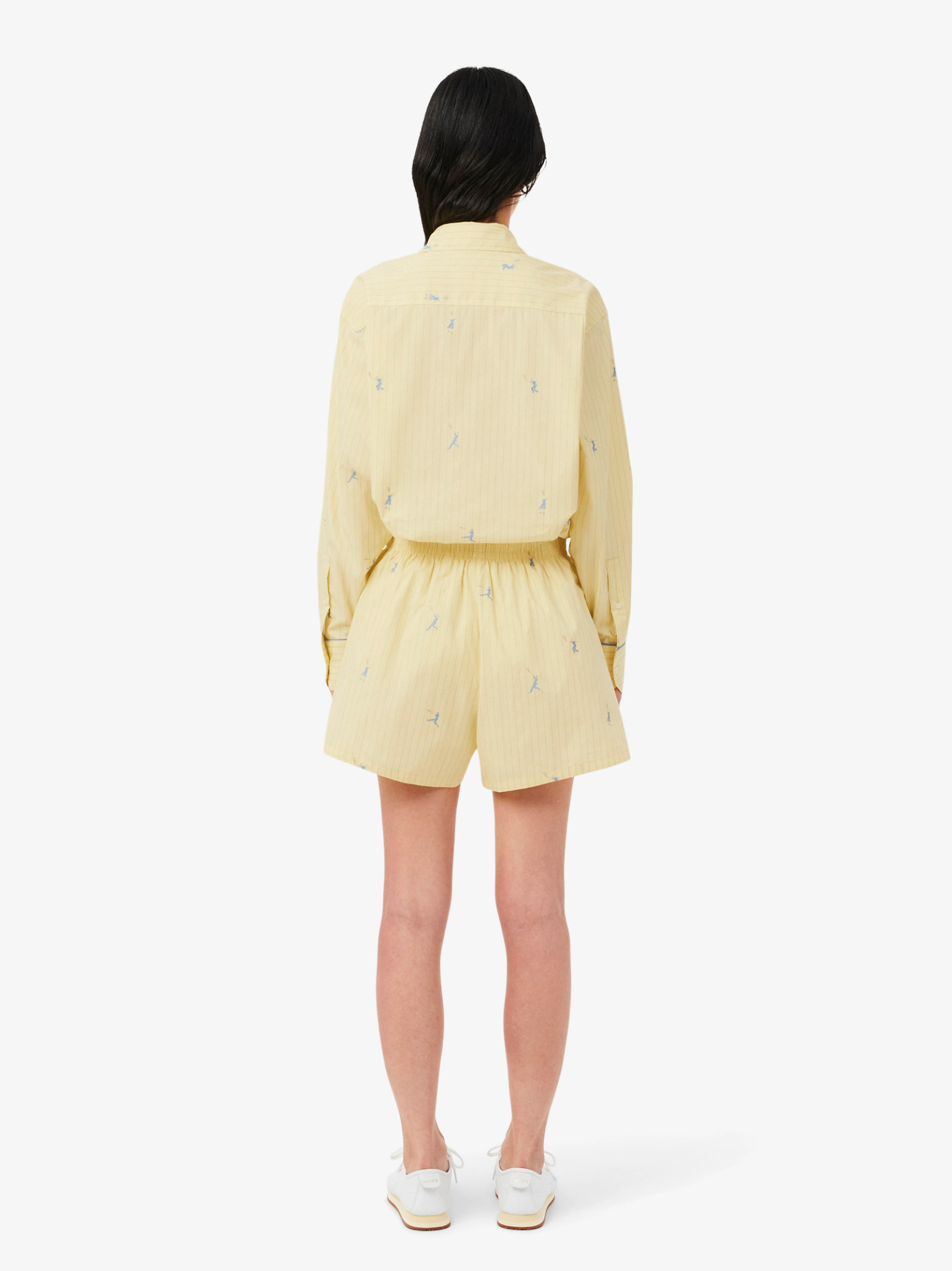 LACOSTE WOMEN Cotton Poplin Jacquard Boxer Shorts Yellow