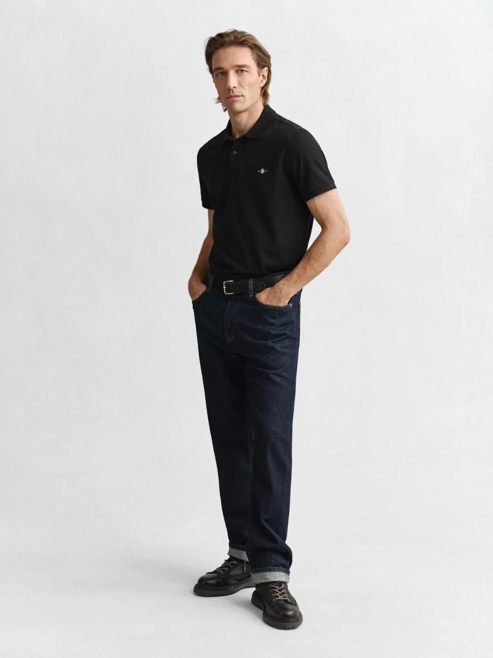 GANT Regular Fit Shield Piqué Polo Shirt Black