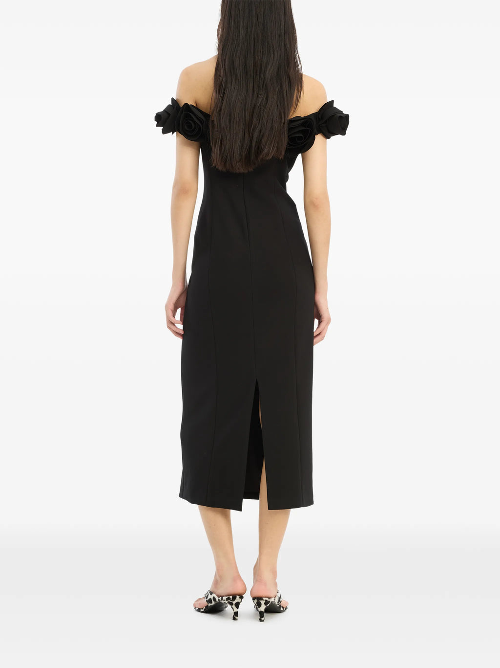 ROTATE BIRGER CHRISTENSEN WOMEN Crepe Midi Flower Dress Black