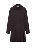 LACOSTE WOMEN Pleated Satin Polo Dress Brown