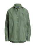 RALPH LAUREN WOMEN Relaxed Fit Striped Cotton Shirt Green/White Multi