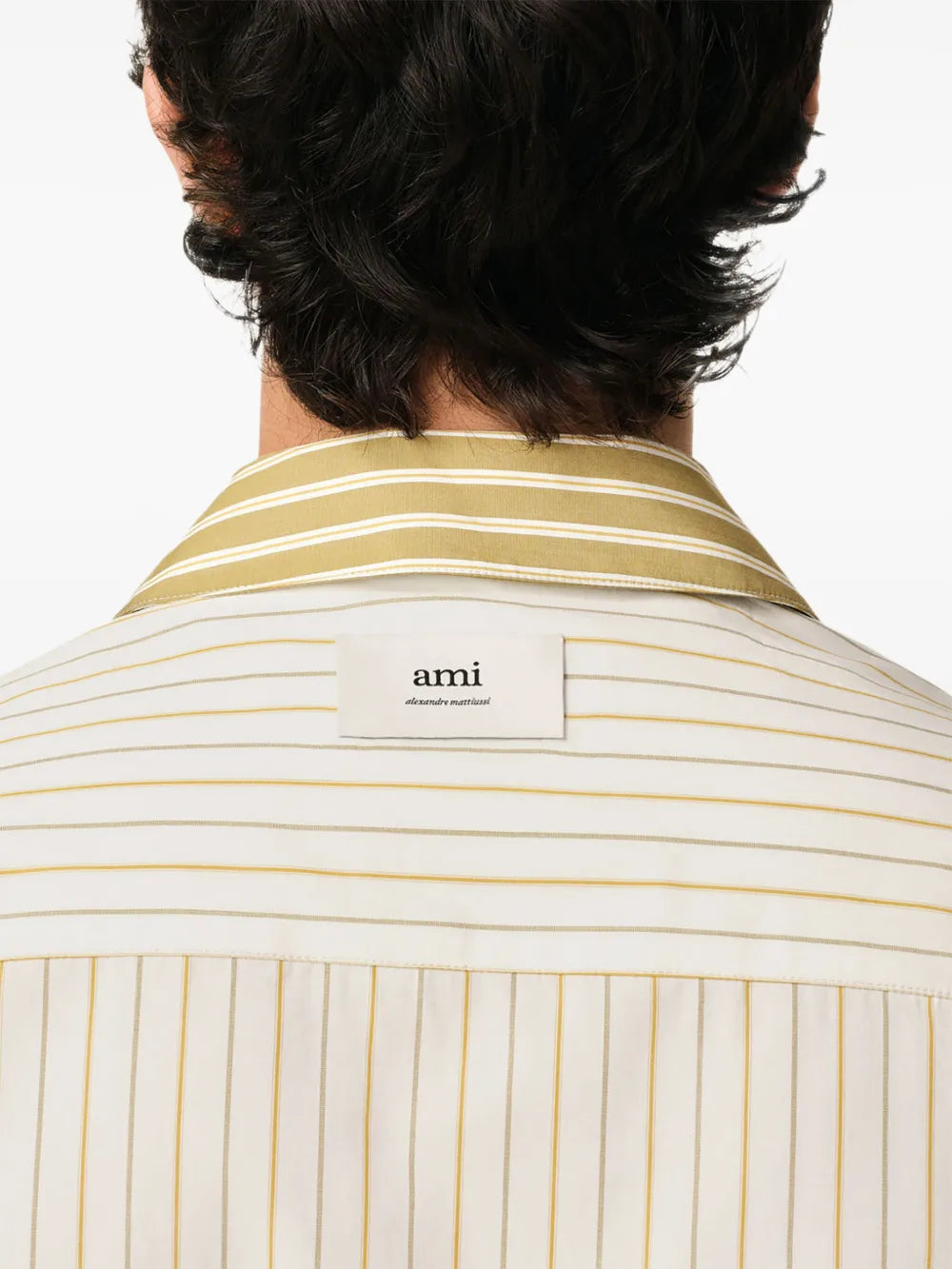 AMI ALEXANDRE MATTIUSSI Camp Collar Boxy Shirt White/Khaki