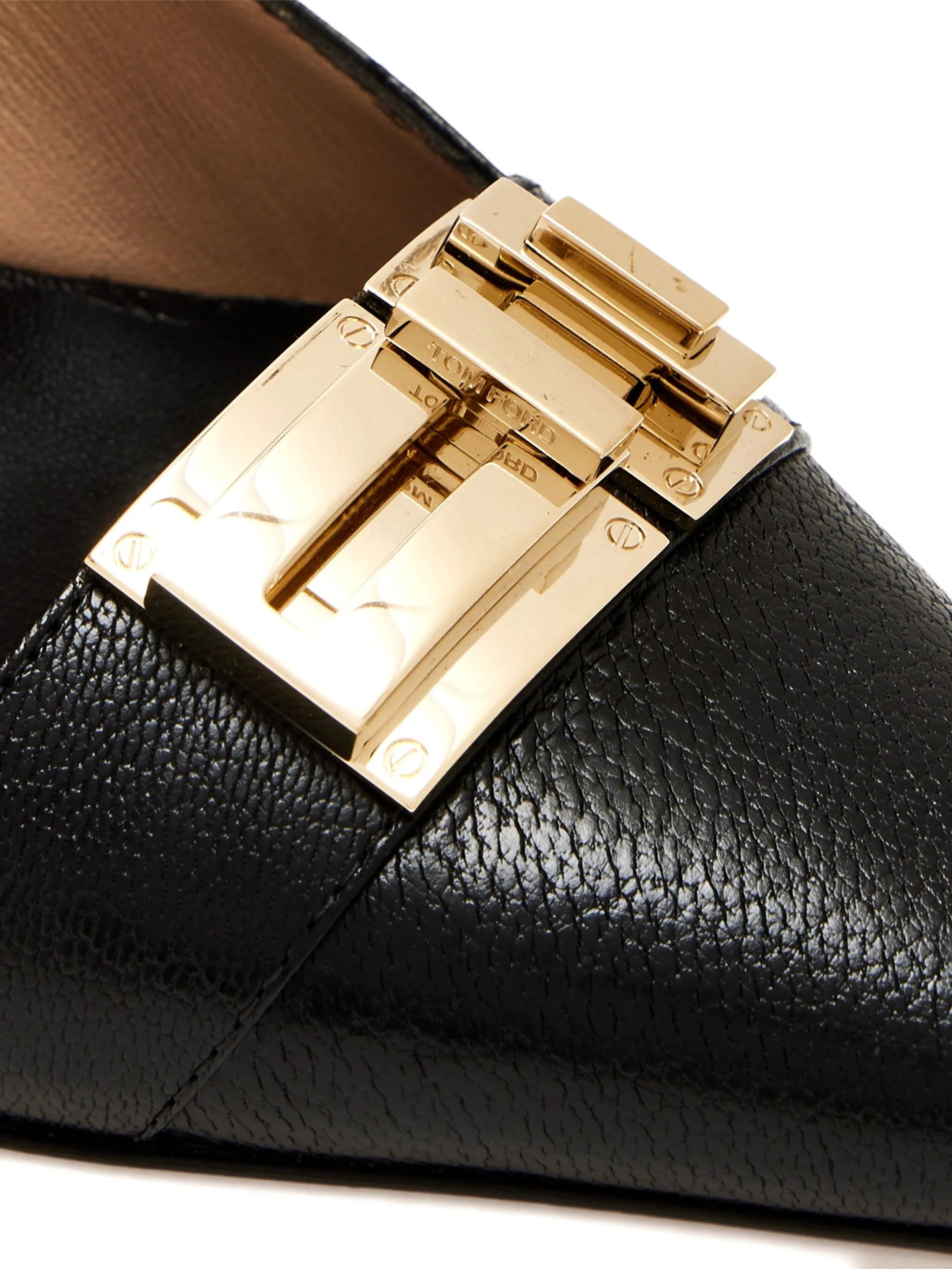 TOM FORD WOMEN 105mm T-Latch Pumps Black/Gold