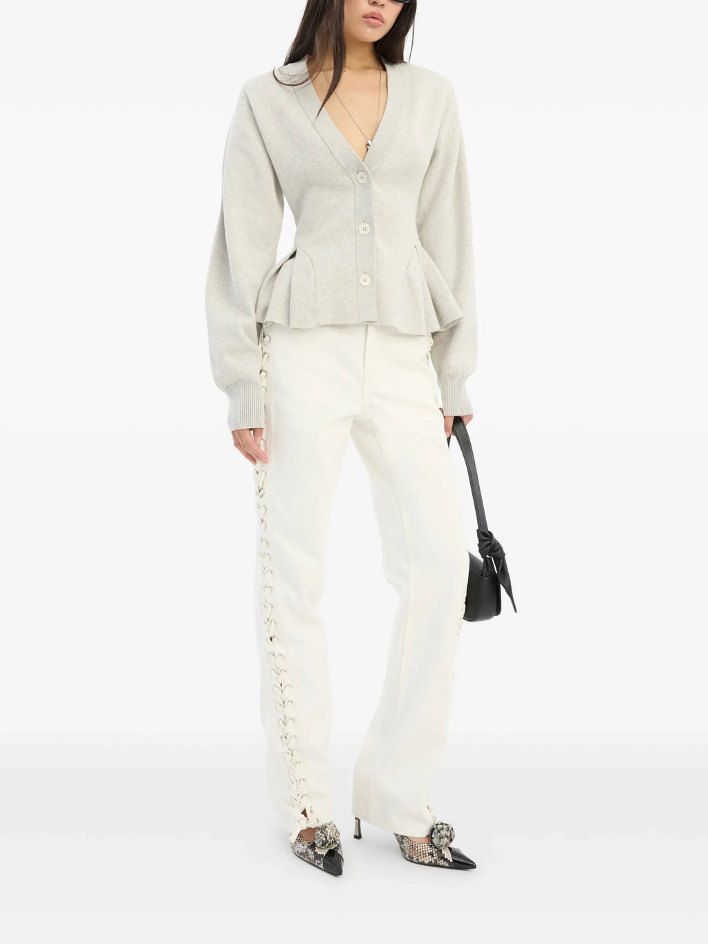 ROTATE BIRGER CHRISTENSEN WOMEN Loose Fit Laced Jeans White Denim