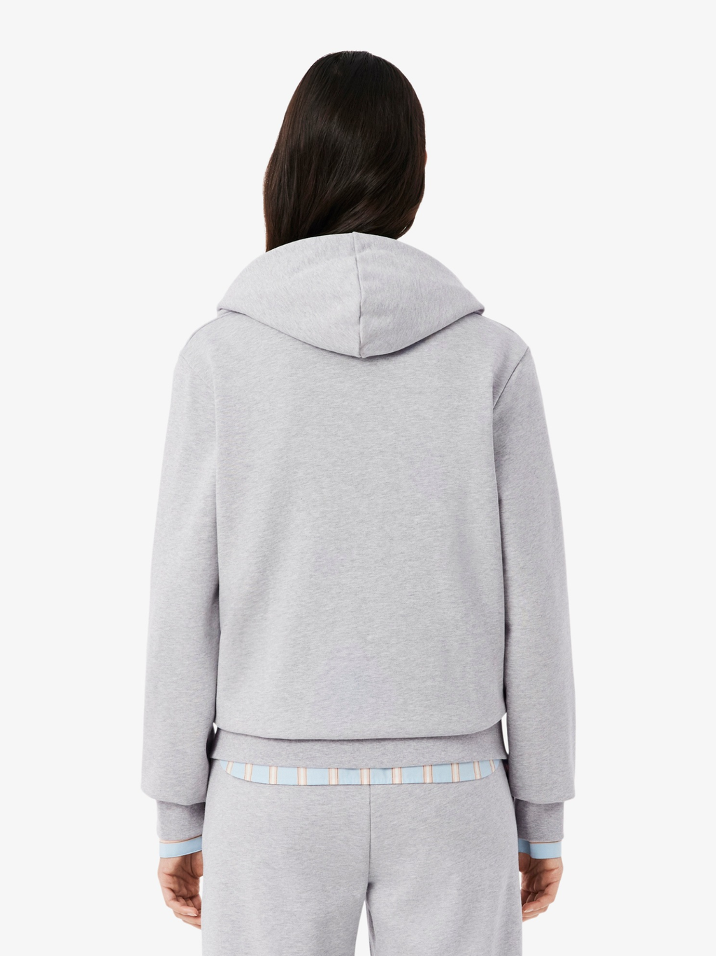 LACOSTE WOMEN Zipped Fleece Hoodie Light Grey