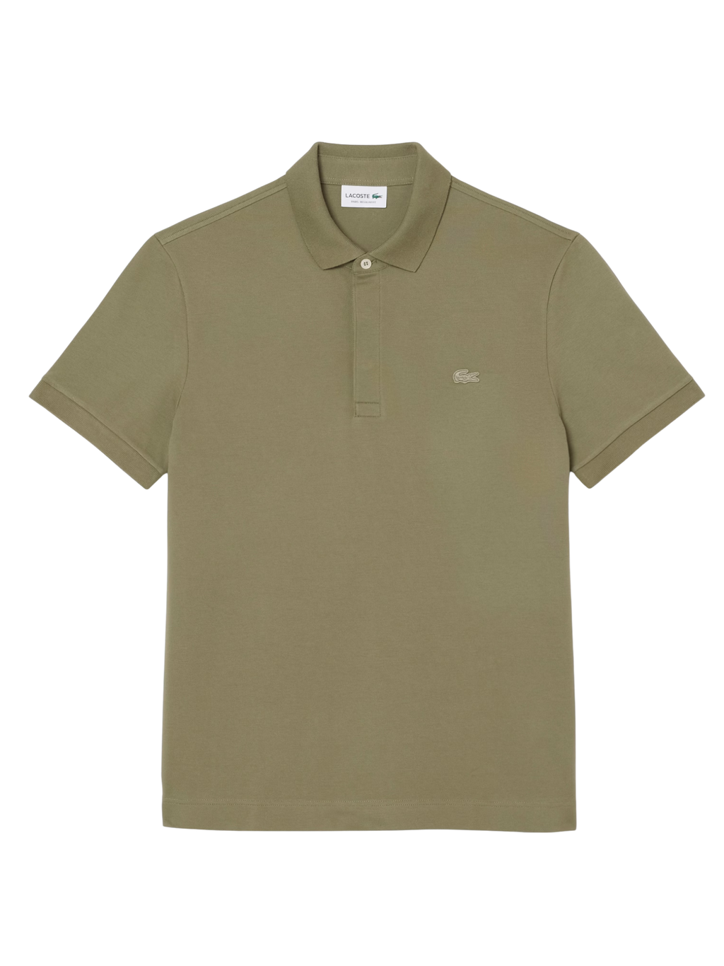 LACOSTE Regular Fit Paris Stretch Piqué Polo Shirt Khaki Green