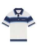 CASABLANCA Striped Mesh Short Sleeve Polo Shirt White/Blue
