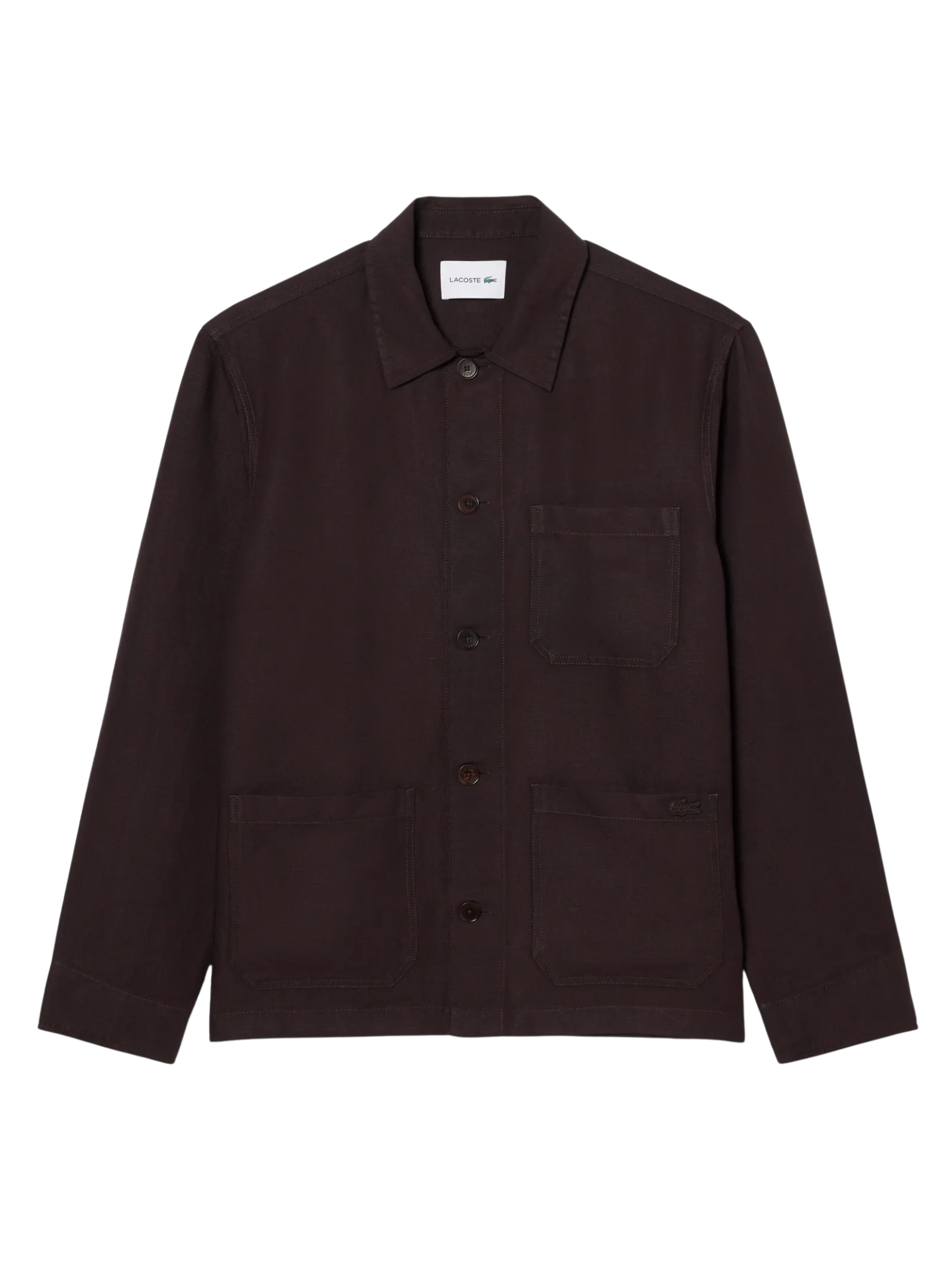 LACOSTE Linen Blend Overshirt Brown