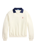 RALPH LAUREN WOMEN Polo-Collar Fleece Crewneck Warm White