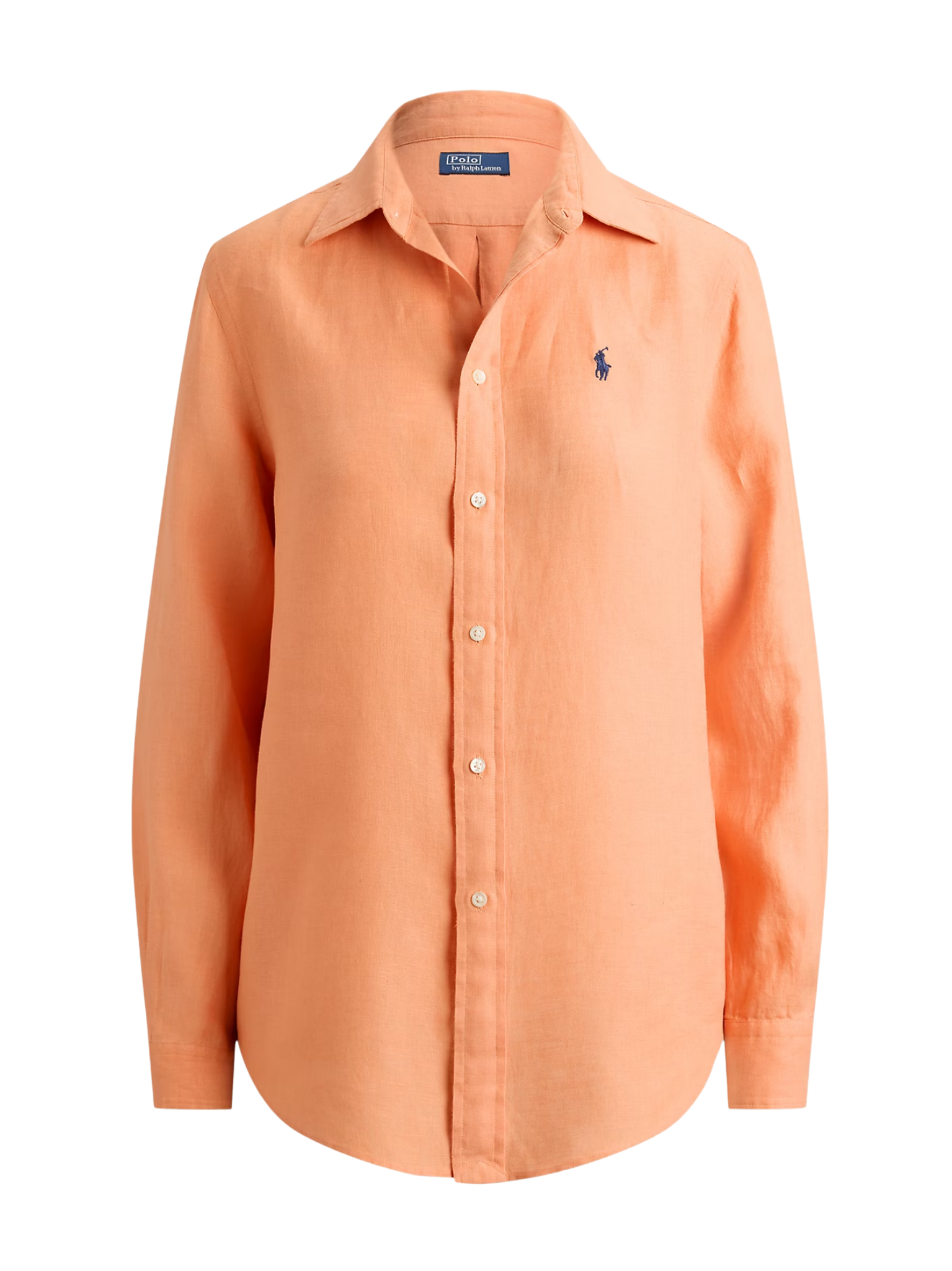 RALPH LAUREN WOMEN Classic Fit Linen Shirt Pastel Coral