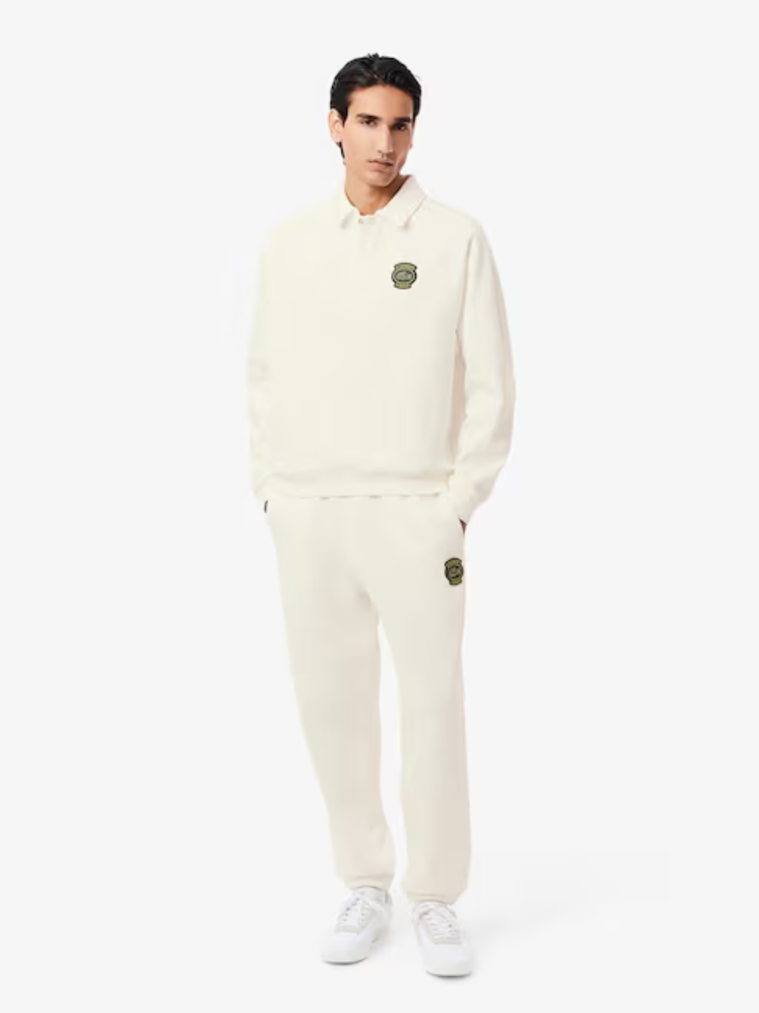 LACOSTE Fleece Badge Sweatpants White