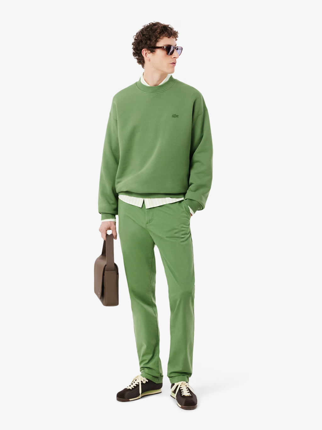 LACOSTE Loose Fit Heavy Fleece Sweatshirt Lime Green