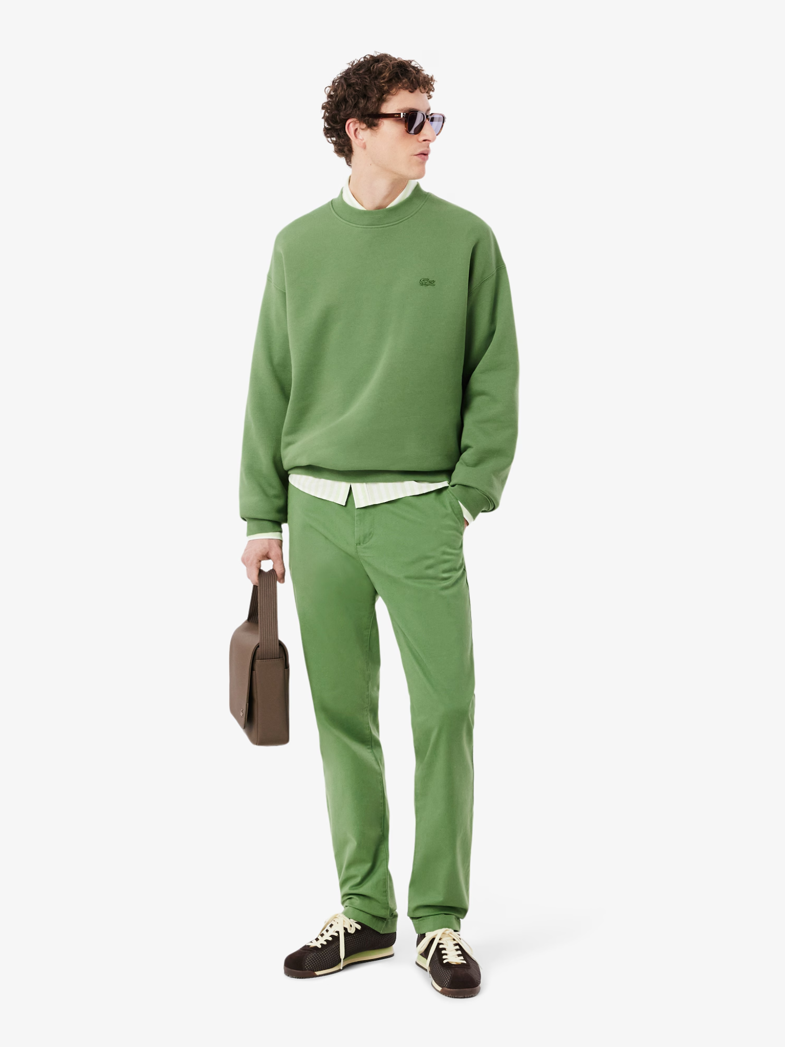 LACOSTE Loose Fit Heavy Fleece Sweatshirt Lime Green