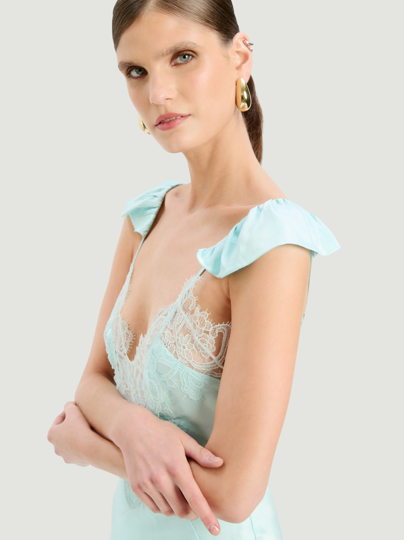 BARDOT WOMEN Ivy Lace Detail Maxi Dress Aqua