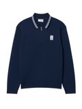 LACOSTE Tennis Heritage Polo Collar Zipped Sweatshirt Midnight Blue