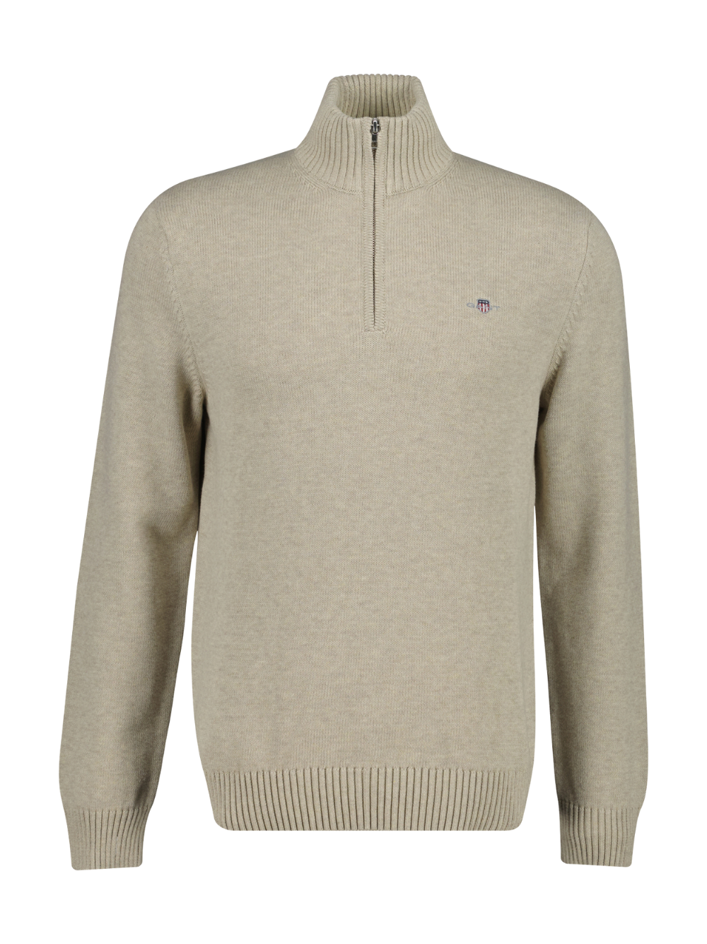GANT Casual Cotton Half-Zip Sweater Oat Melange