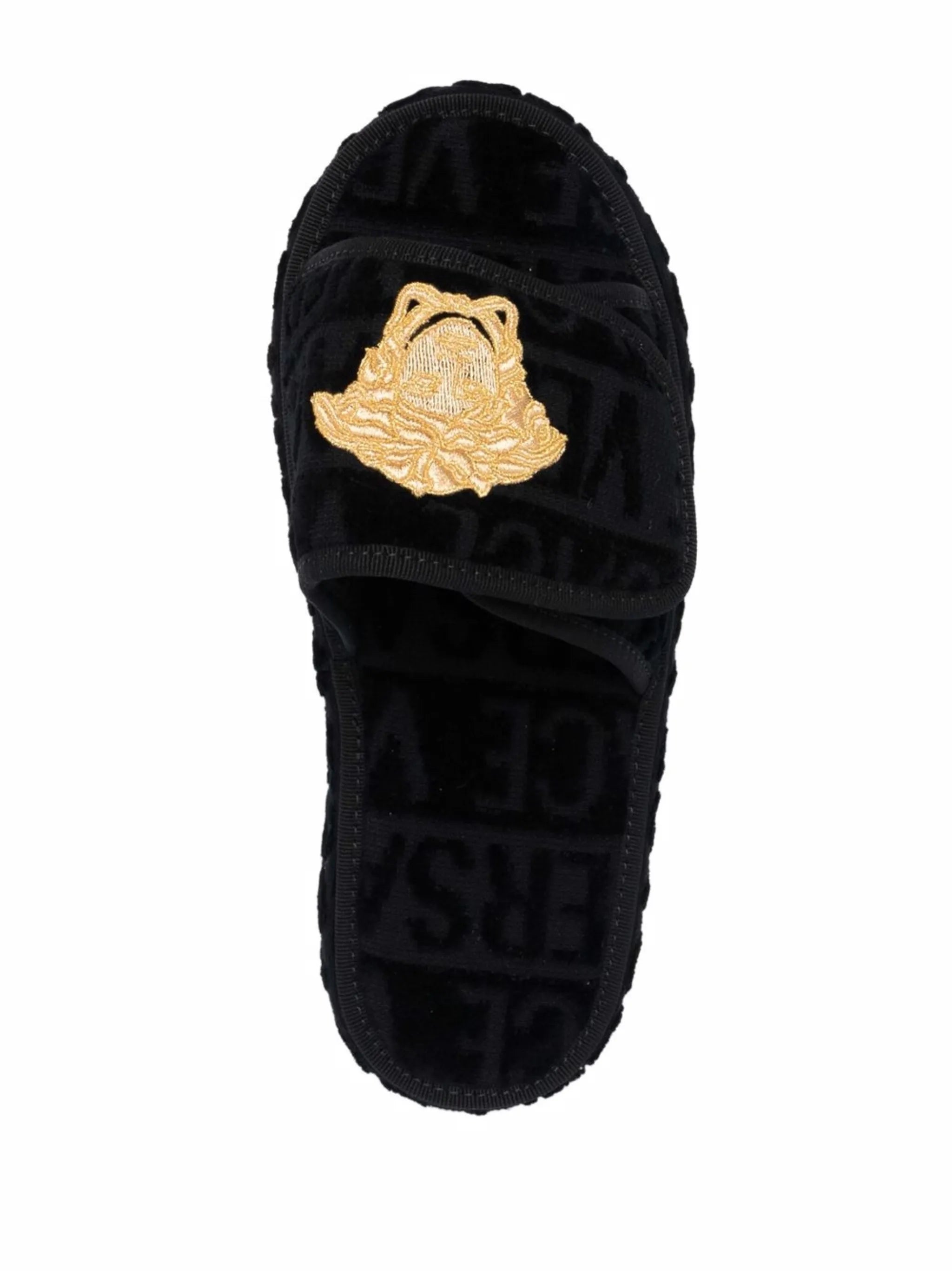 VERSACE Logo Monogram Platform Slides Black