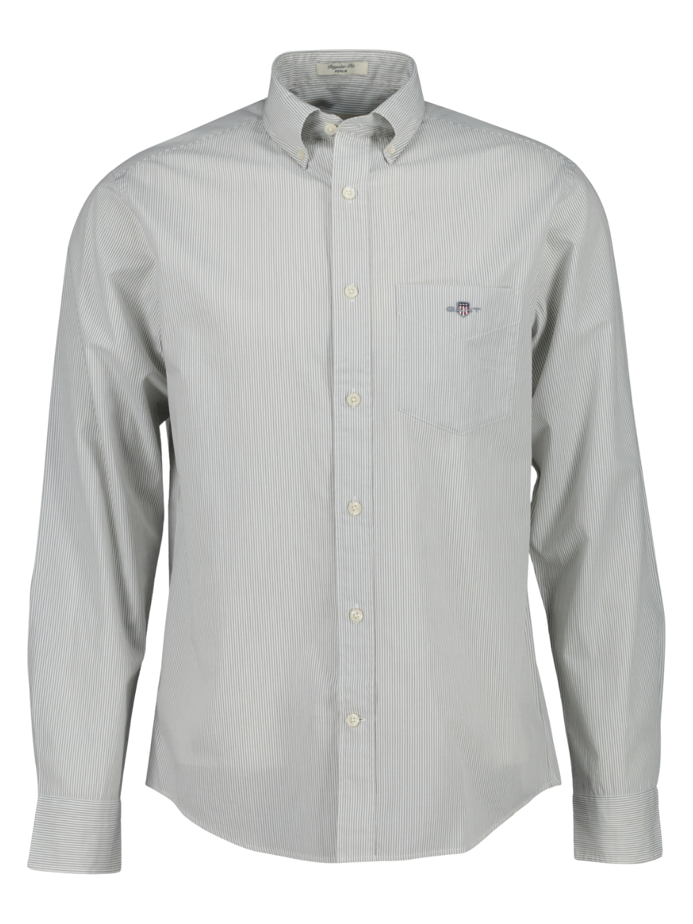 GANT Regular Fit Classic Banker Stripe Poplin Shirt Pewter Grey