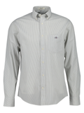 GANT Regular Fit Classic Banker Stripe Poplin Shirt Pewter Grey