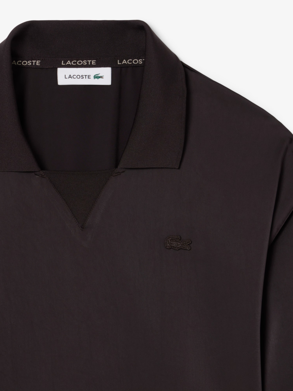 LACOSTE WOMEN Pleated Satin Polo Dress Brown