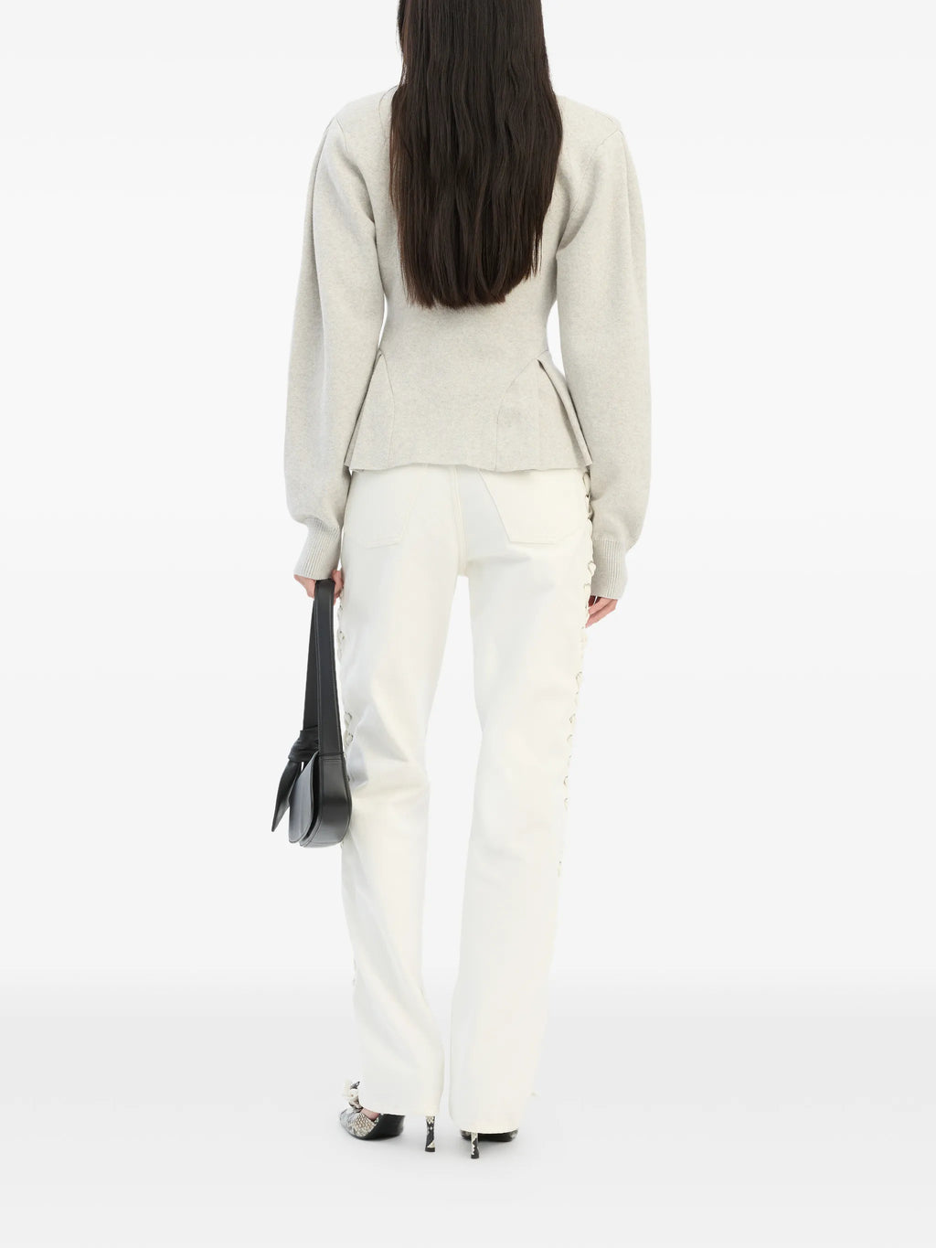 ROTATE BIRGER CHRISTENSEN WOMEN Loose Fit Laced Jeans White Denim