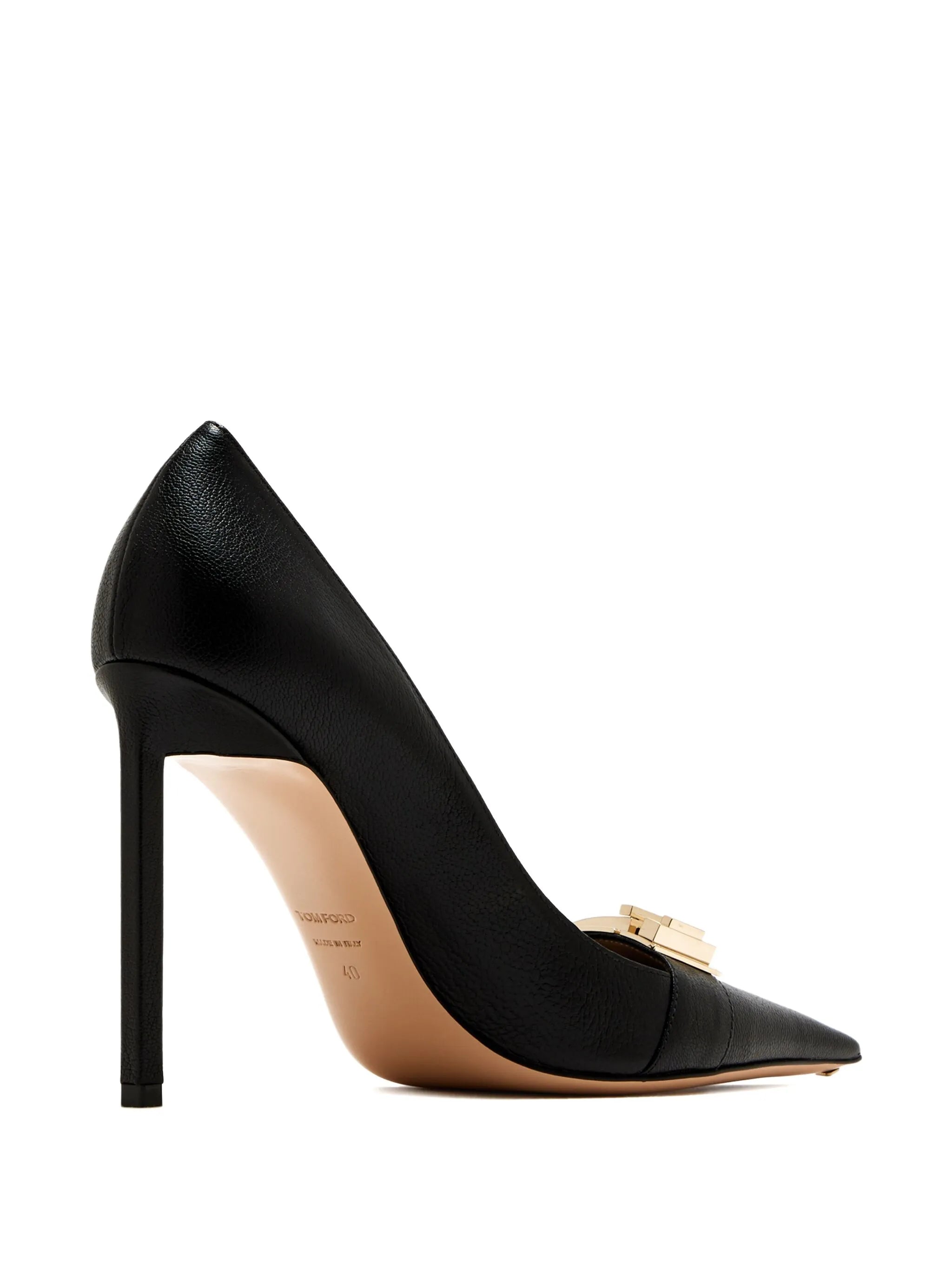 TOM FORD WOMEN 105mm T-Latch Pumps Black/Gold