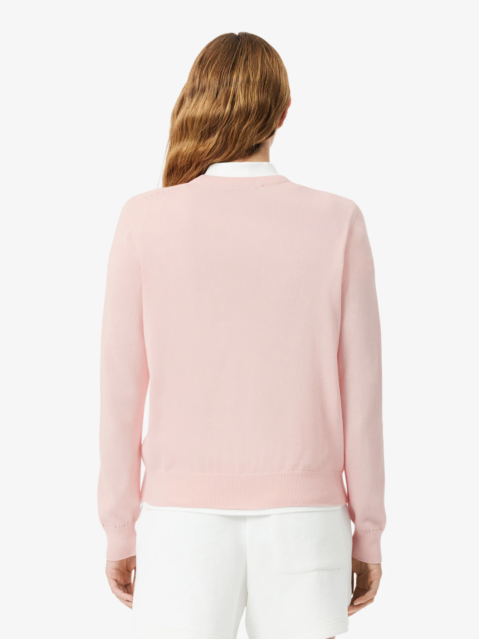 LACOSTE WOMEN 3D Knit Crew Neck Sweater Light Pink