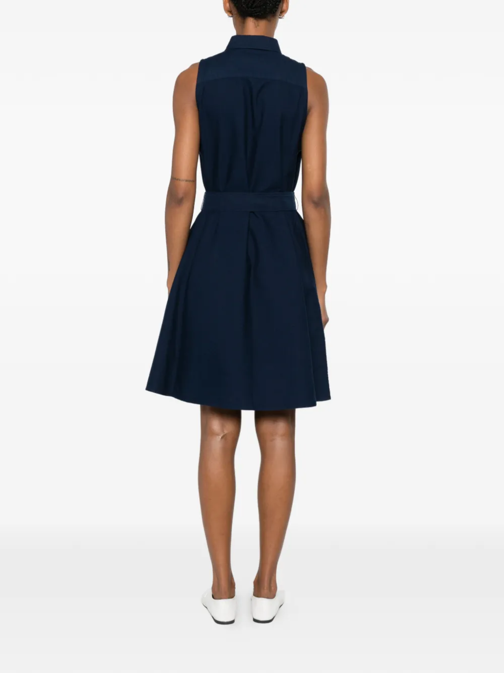RALPH LAUREN WOMEN Belted Sleeveless Shirt Mini Dress Navy