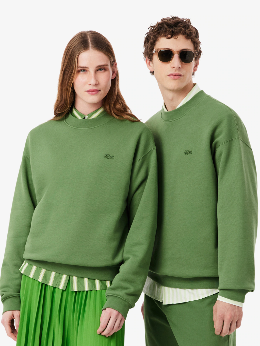 LACOSTE Loose Fit Heavy Fleece Sweatshirt Lime Green