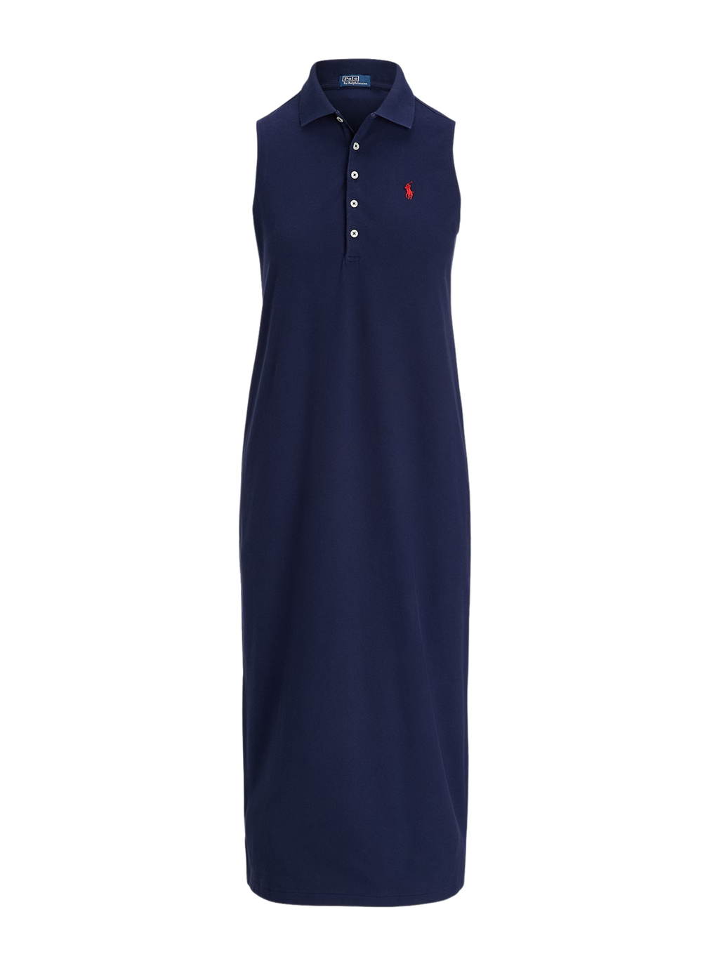 RALPH LAUREN WOMEN Stretch-Cotton Sleeveless Polo Dress Newport Navy