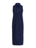 RALPH LAUREN WOMEN Stretch-Cotton Sleeveless Polo Dress Newport Navy