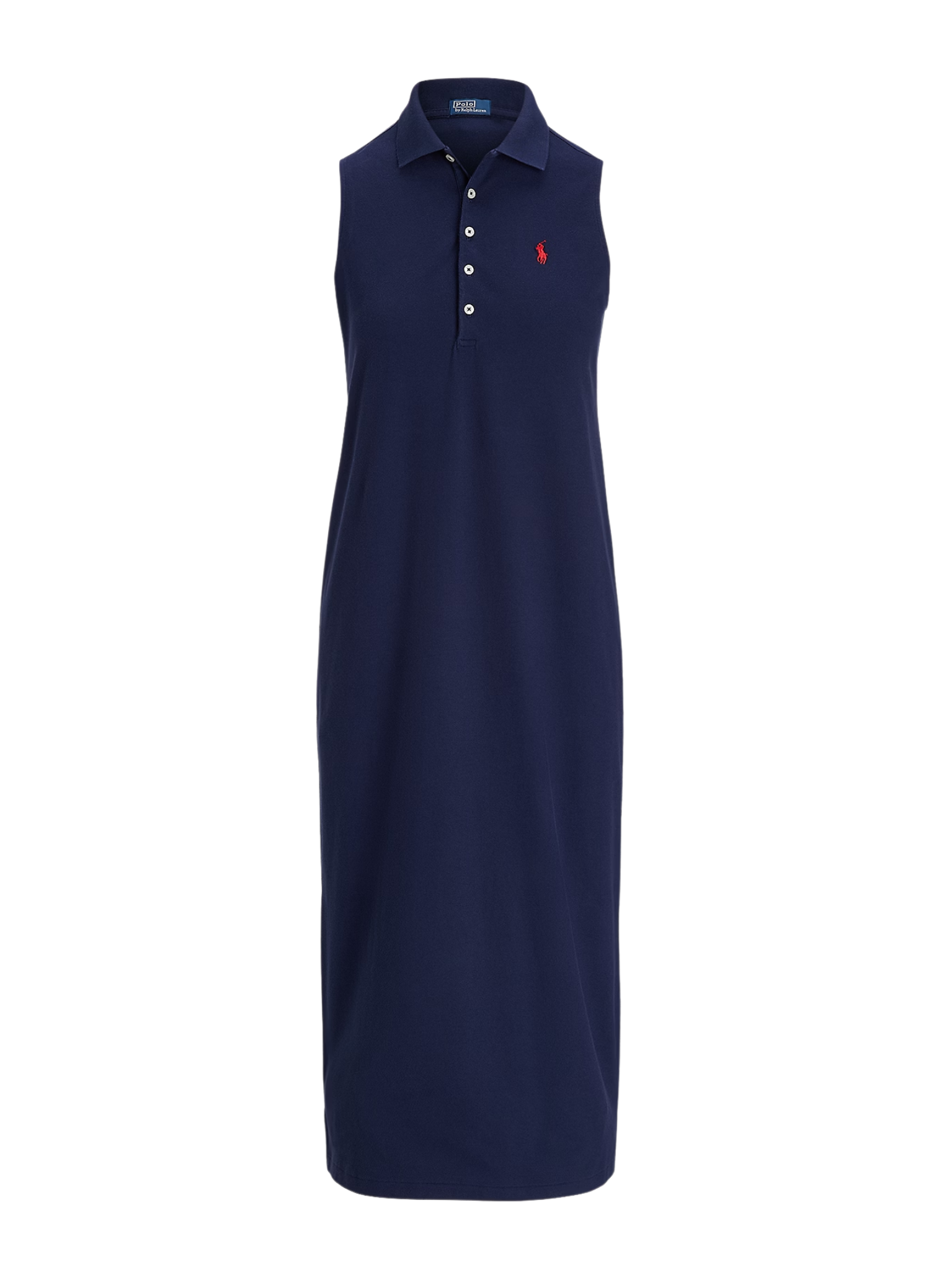 RALPH LAUREN WOMEN Stretch-Cotton Sleeveless Polo Dress Newport Navy