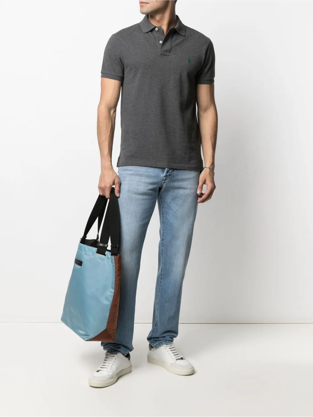 RALPH LAUREN Slim Fit Mesh Polo Shirt Barclay Heather