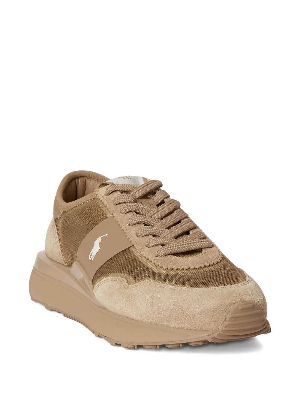 RALPH LAUREN Train 89 Mesh-Suede Sneakers Cafe Tan