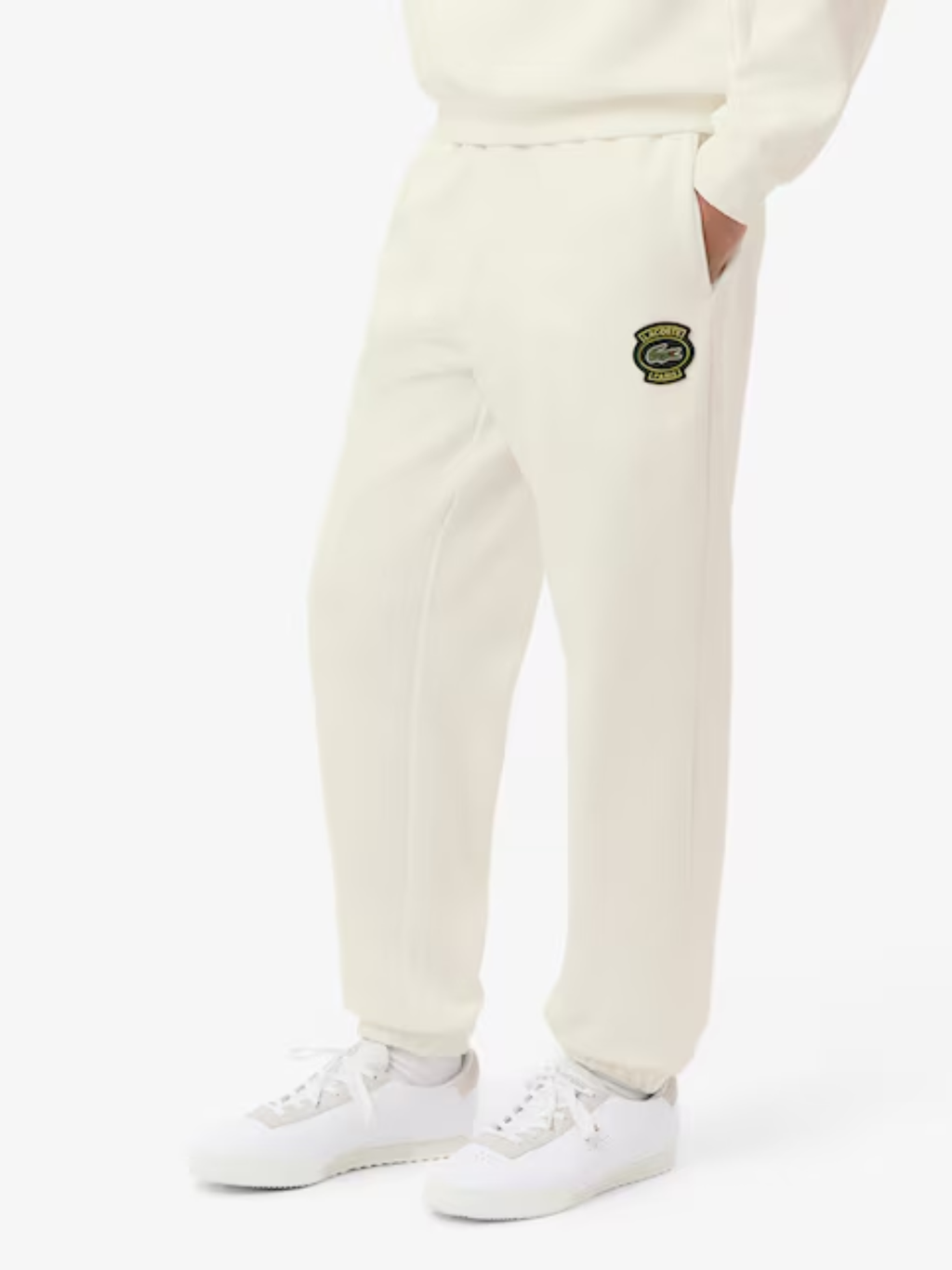 LACOSTE Fleece Badge Sweatpants White