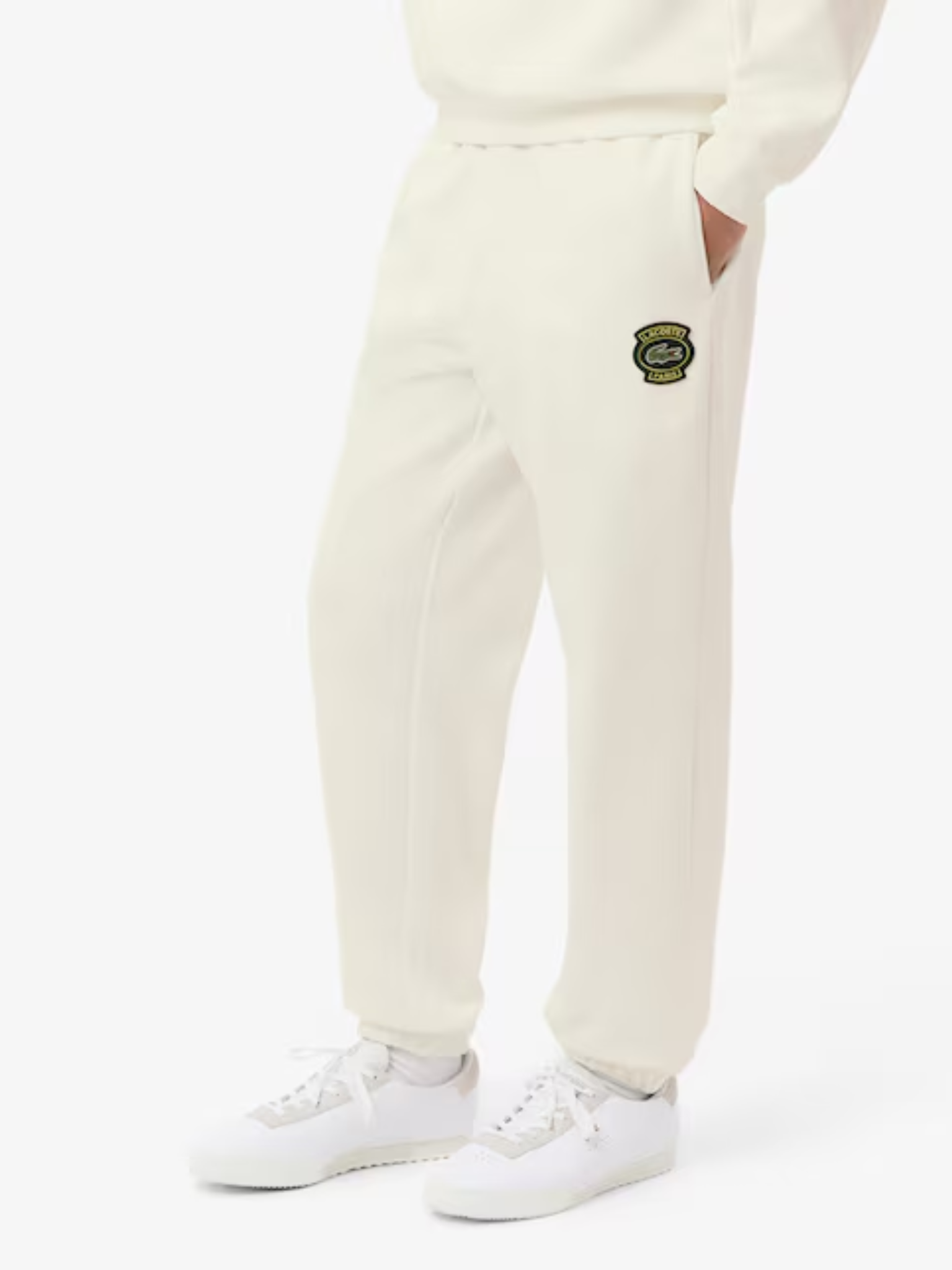 LACOSTE Fleece Badge Sweatpants White