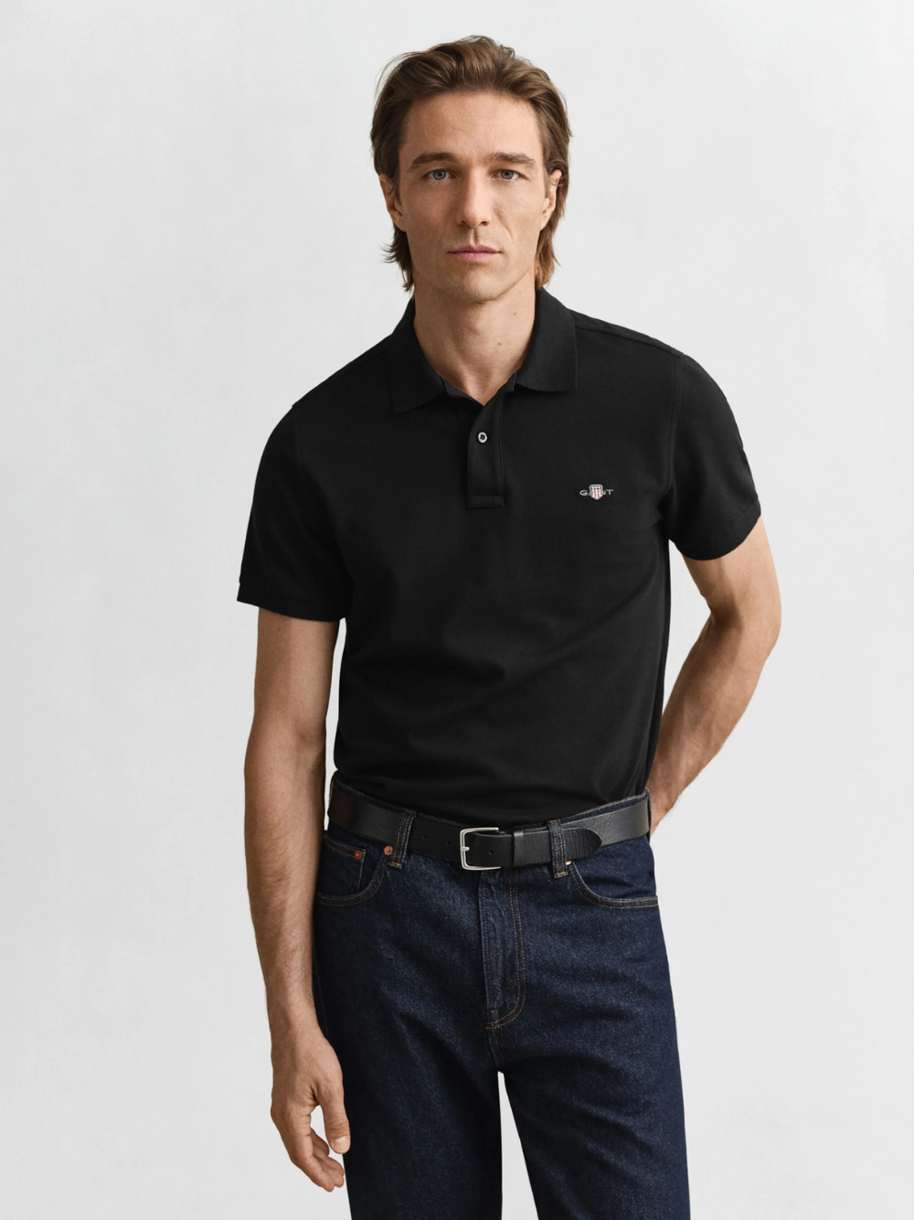 GANT Regular Fit Shield Piqué Polo Shirt Black