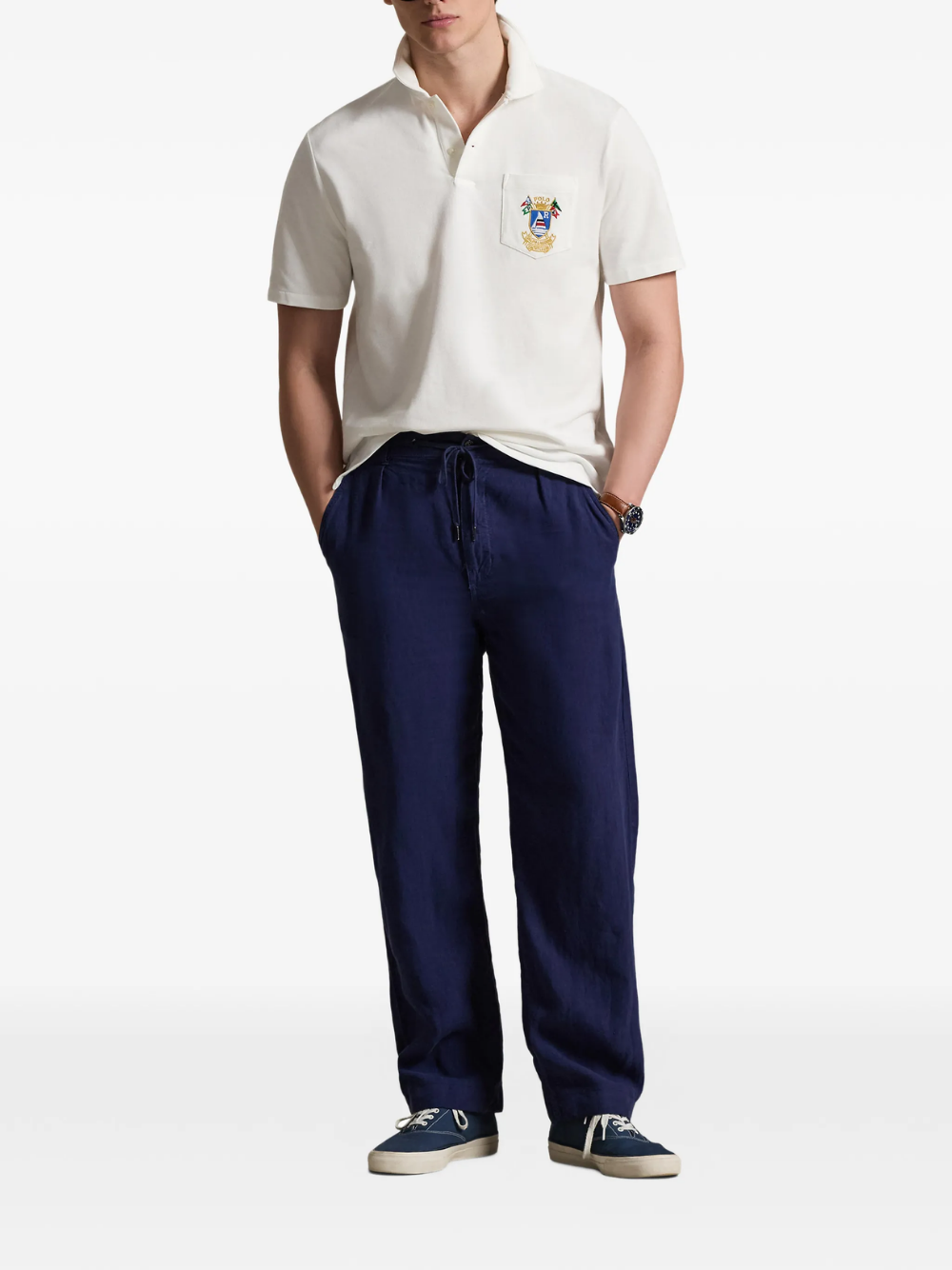 RALPH LAUREN Classic Fit Crest Mesh Polo Shirt White