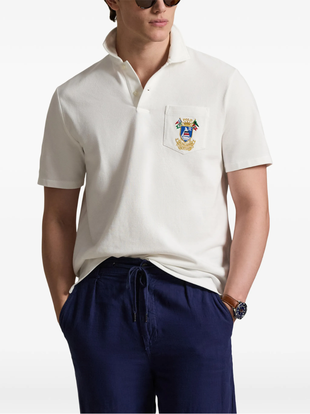 RALPH LAUREN Classic Fit Crest Mesh Polo Shirt White