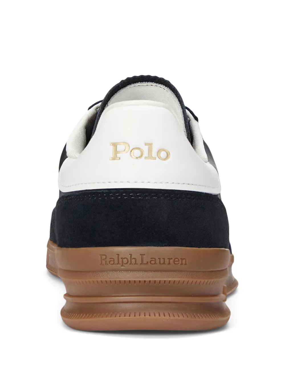 RALPH LAUREN Heritage Area Leather-Suede Sneakers Black/White