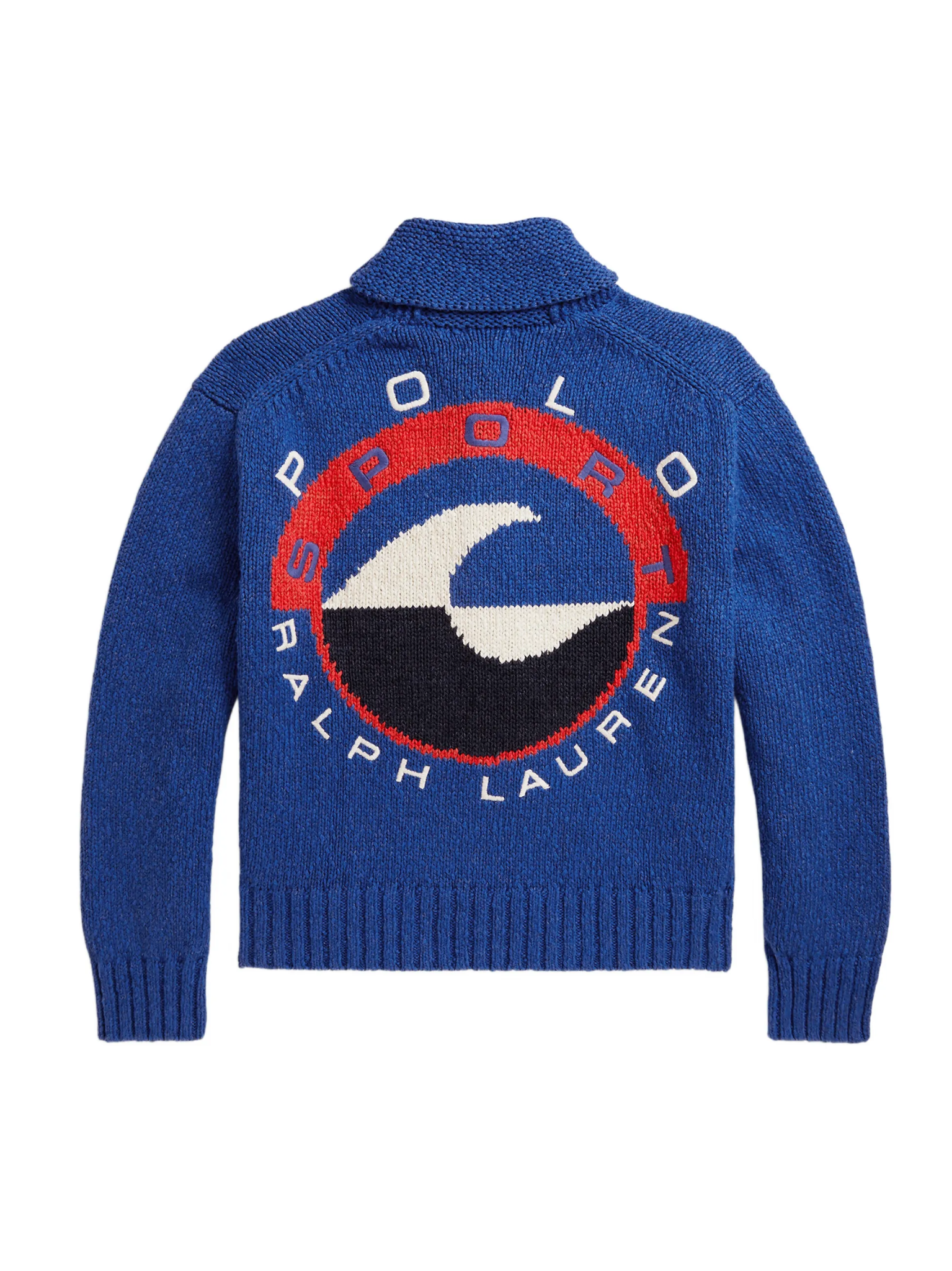 RALPH LAUREN WOMEN Wave-logo Cotton Zip Cardigan Sapphire Multi