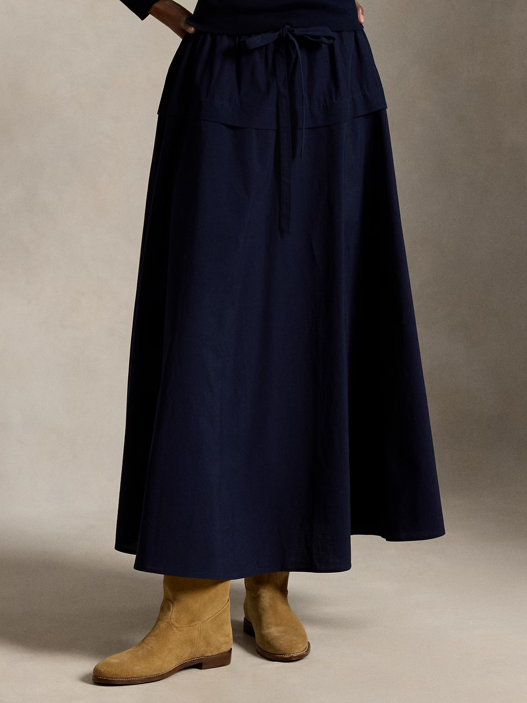 RALPH LAUREN WOMEN Cotton Canvas A-Line Skirt Hunter Navy