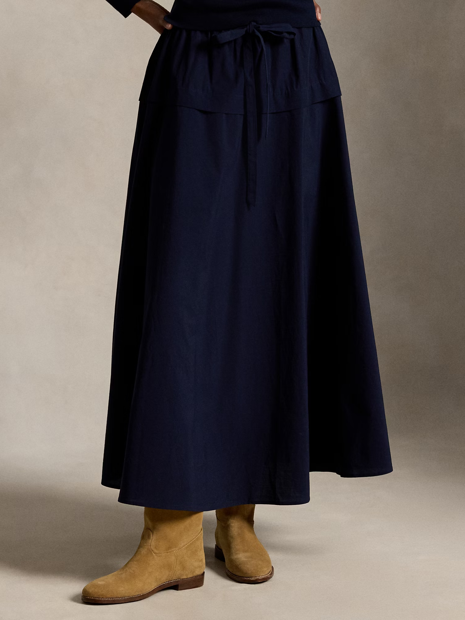 RALPH LAUREN WOMEN Cotton Canvas A-Line Skirt Hunter Navy
