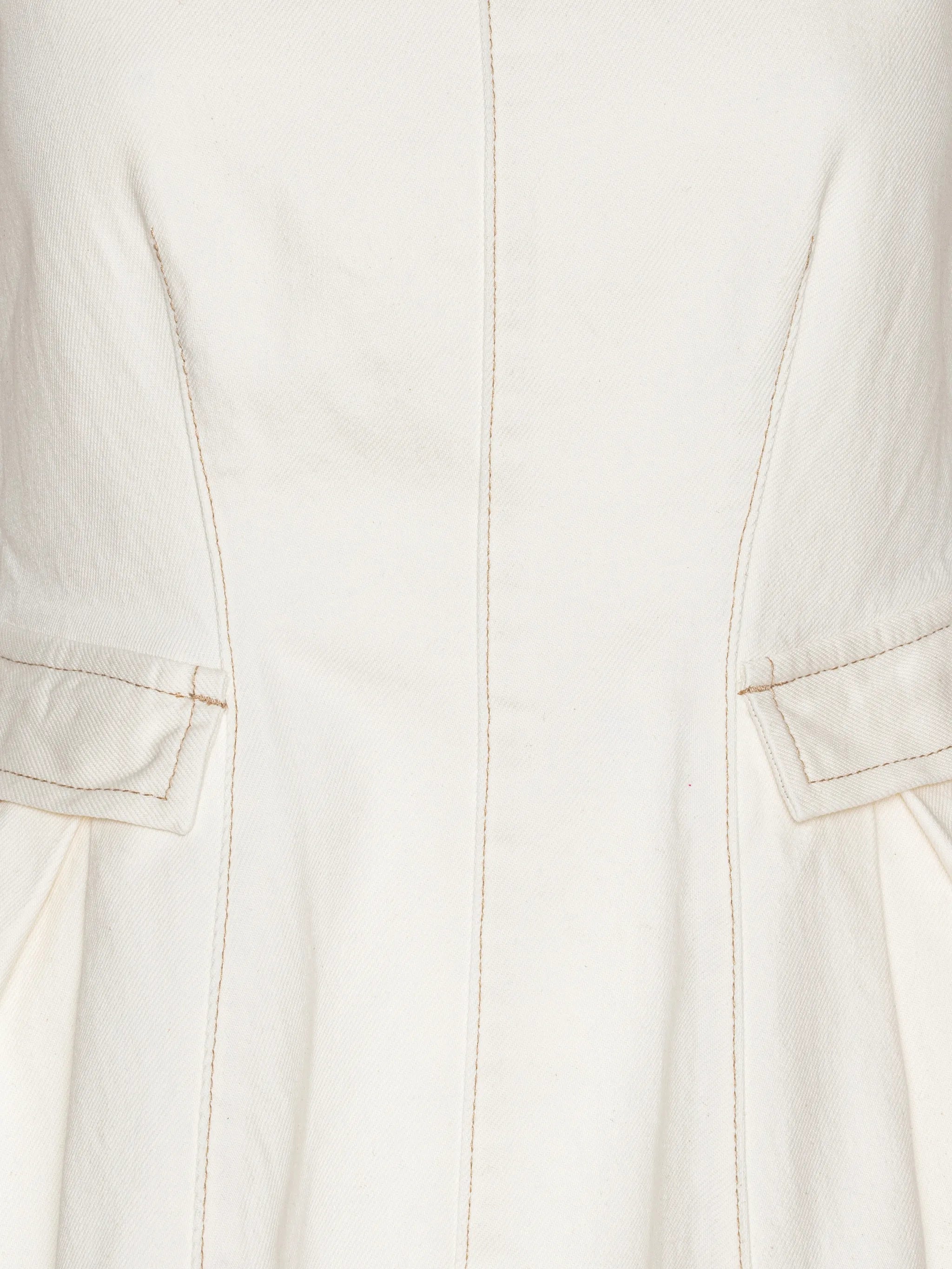 ROTATE BIRGER CHRISTENSEN WOMEN Peplum Denim Top White Denim