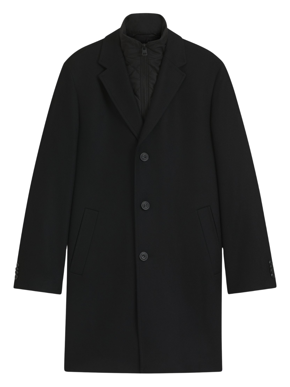 HUGO Milogan2541 Wool-Blend Coat With Quilted Inner Vest Black