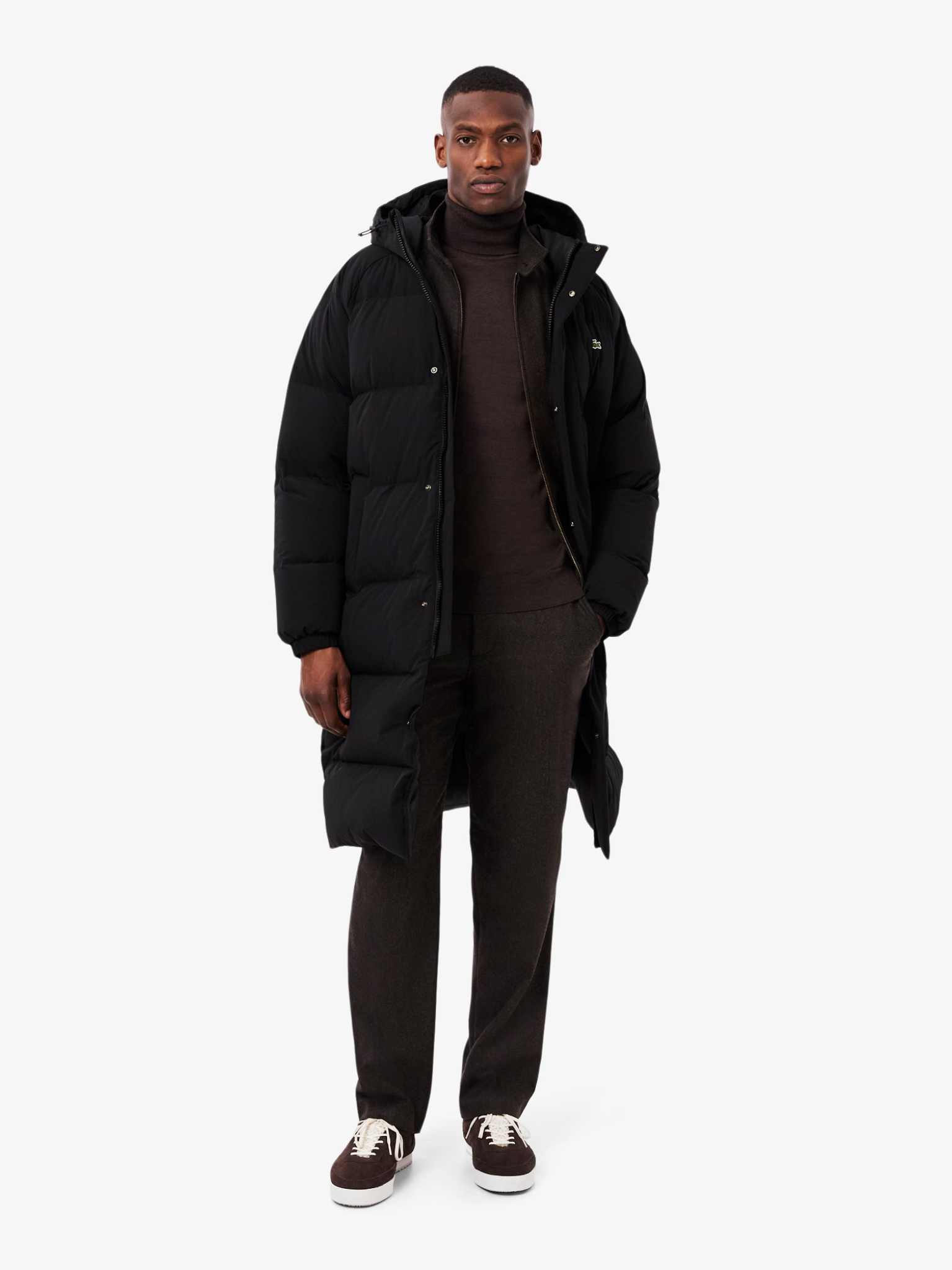 LACOSTE Long Water-Repellent Down Jacket Black